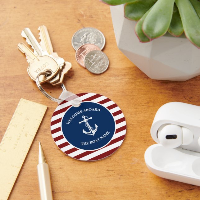 Your Boat Name Anchor Key Ring (Desk)