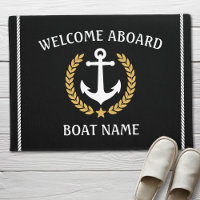 Your Boat Name Anchor Laurel Welcome Aboard Black