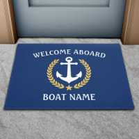 Your Boat Name Anchor Laurel Welcome Aboard Blue