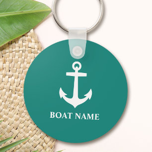 Your Boat Name Anchor Nautical Style Key Ring