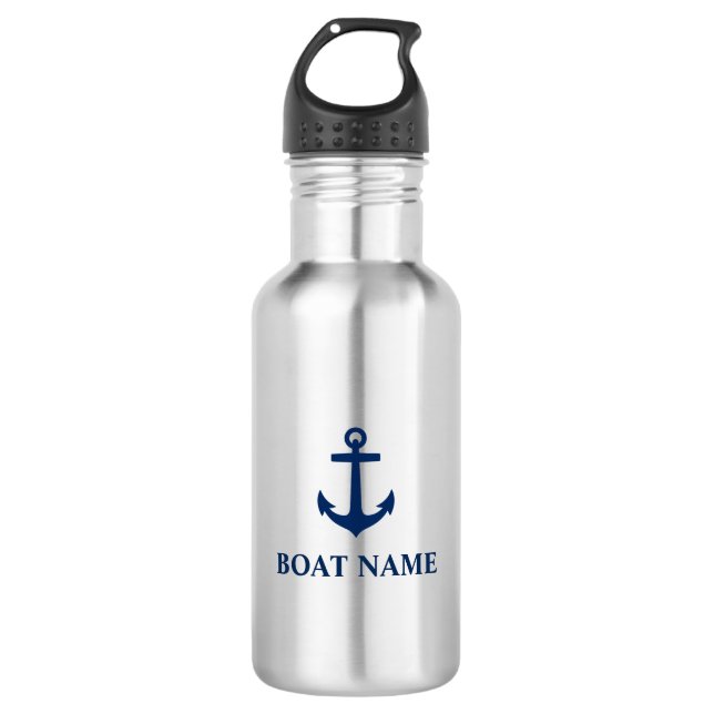 Your Boat Name Blue Anchor 532 Ml Water Bottle (Front)