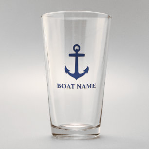 Your Boat Name Blue Anchor Glass