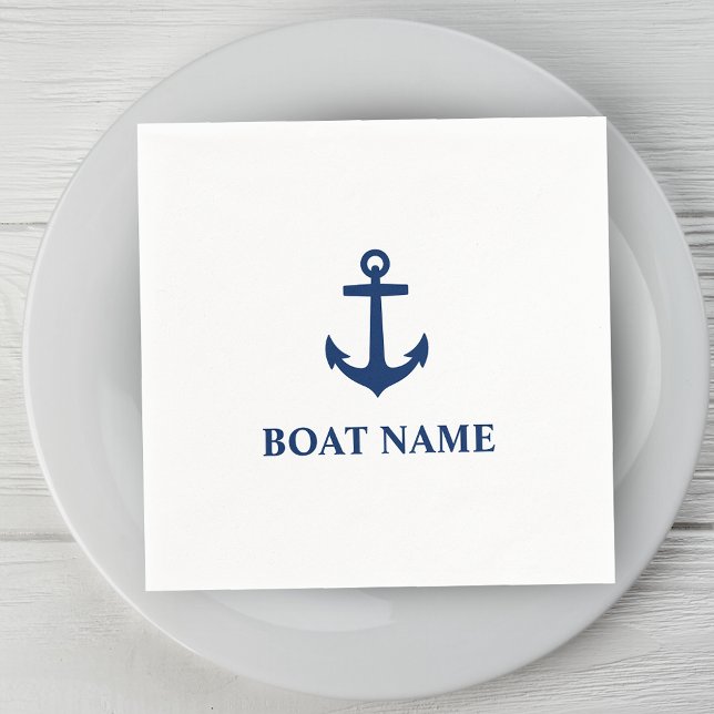 Your Boat Name Blue Anchor Napkin (Creator Uploaded)