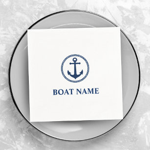Your Boat Name Blue Sea Anchor Napkin