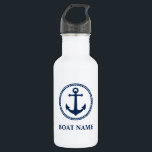 Your Boat Name Blue Sea Anchor White 532 Ml Water Bottle<br><div class="desc">Your Boat Name Blue Sea Anchor White Water Bottle</div>