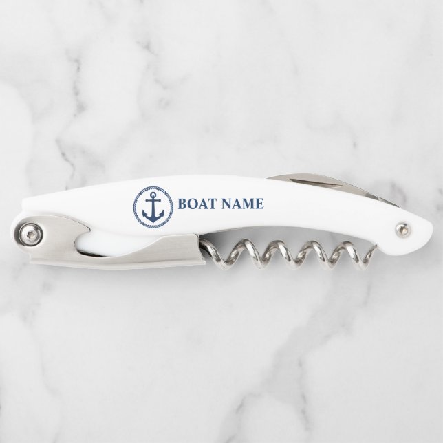 Your Boat Name Classic Sea Anchor on White Corkscrew (Front)