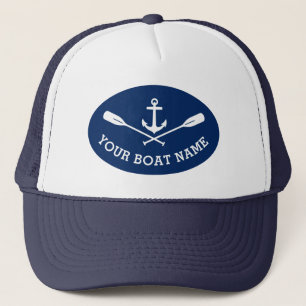 Your Boat Name Nautical Ship Anchor Crossed Oars Trucker Hat