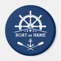 Your Boat Name or Text Anchor Oars Helm Navy Blue