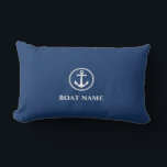 Your Boat Name Sea Anchor Blue Lumbar Cushion<br><div class="desc">Your Boat Name Sea Anchor Blue Lumbar Pillow Cushion.</div>