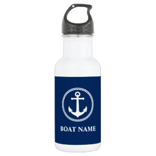 Your Boat Name Sea Anchor Blue White 532 Ml Water Bottle