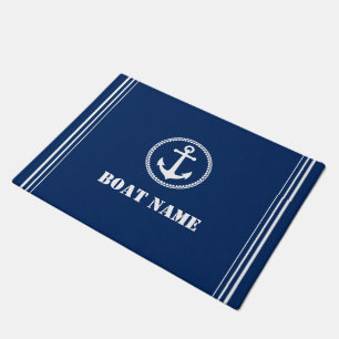 Your Boat Name Sea Anchor Navy Blue Entry Doormat