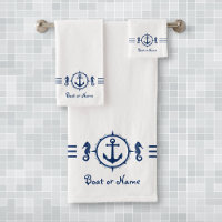 Your Boat Name Seahorse Anchor Bath Towel Set sh0b