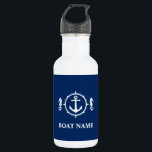 Your Boat Name Seahorse Anchor Blue White 532 Ml Water Bottle<br><div class="desc">Your Boat Name Seahorse Anchor Blue White Water Bottle</div>