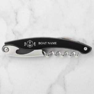 Your Boat Name Seahorse Anchor in Black Corkscrew