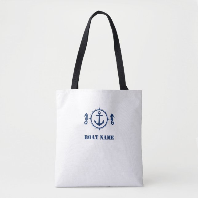 Your Boat Name Tote Seahorse Anchor sh0d (Front)