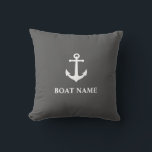 Your Boat Name Vintage Anchor Ash Grey Cushion<br><div class="desc">Your Boat Name Vintage Anchor Ash Grey  Outdoor Throw Pillow Cushion.</div>