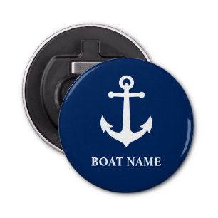 Your Boat Name Vintage Anchor Blue Bottle Opener