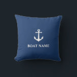 Your Boat Name Vintage Anchor Blue Cushion<br><div class="desc">Your Boat Name Vintage Anchor Blue Throw Pillow Cushion.</div>