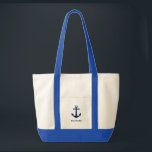 Your Boat Name Vintage Anchor Tote Bag<br><div class="desc">Your Boat Name Navy Blue Vintage Anchor Large Tote Bag</div>