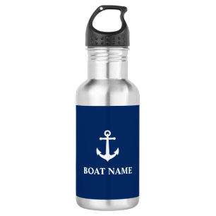 Your Boat Name Vintage Nautical Anchor Blue 532 Ml Water Bottle