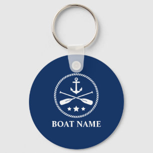Your Boat Name with Anchor & Oars Key Ring