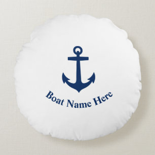 Your Boat Name With Classic Anchor Round Cushion