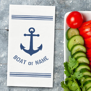 Your Boat or Family Name Vintage Anchor Stripes Napkin