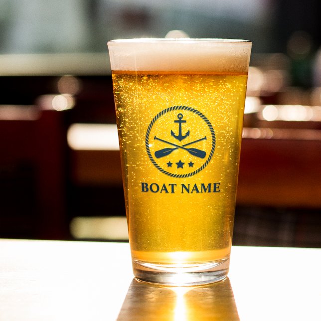 Your Boat or Name Anchor & Oars Navy Blue Glass (Creator Uploaded)