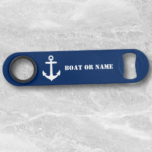 Your Boat or Name Nautical Anchor White Navy Blue