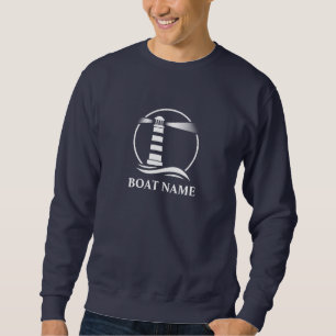 Your Boat or Name & Nautical Lighthouse Navy Sweatshirt