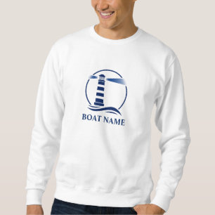 Your Boat or Name & Navy Blue Nautical Lighthouse Sweatshirt
