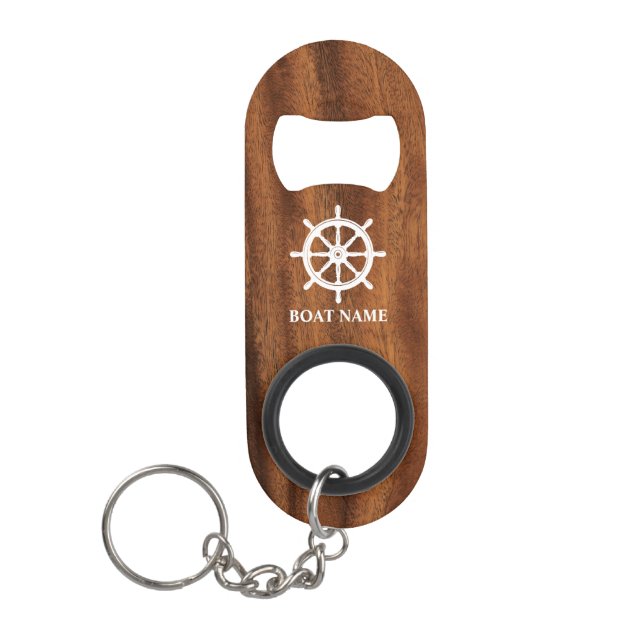 Your Boat or Name Ships Wheel Helm Faux Wood (Front)