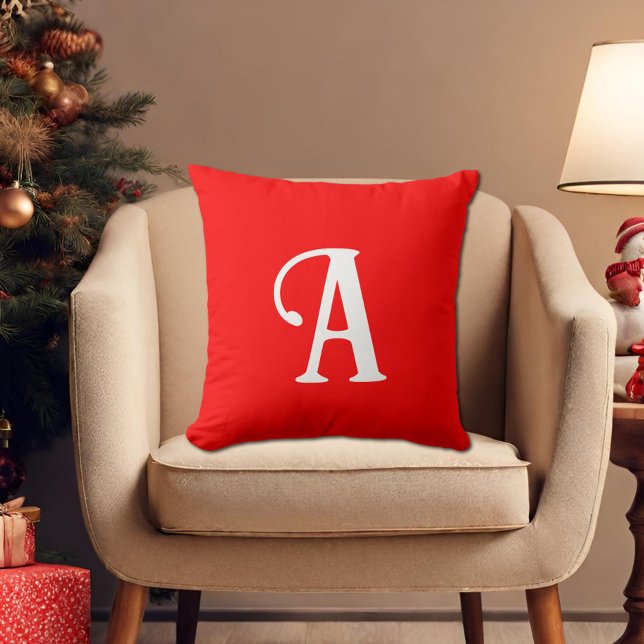  Your bold monogram in bright red   Cushion (Creator Uploaded)
