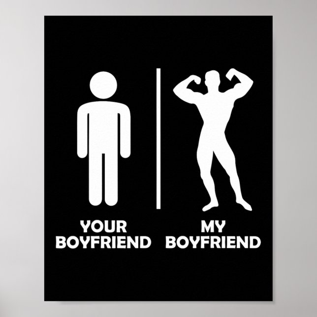 Your Boyfriend Vs My Funny Bodybuilding Gym Design Poster (Front)
