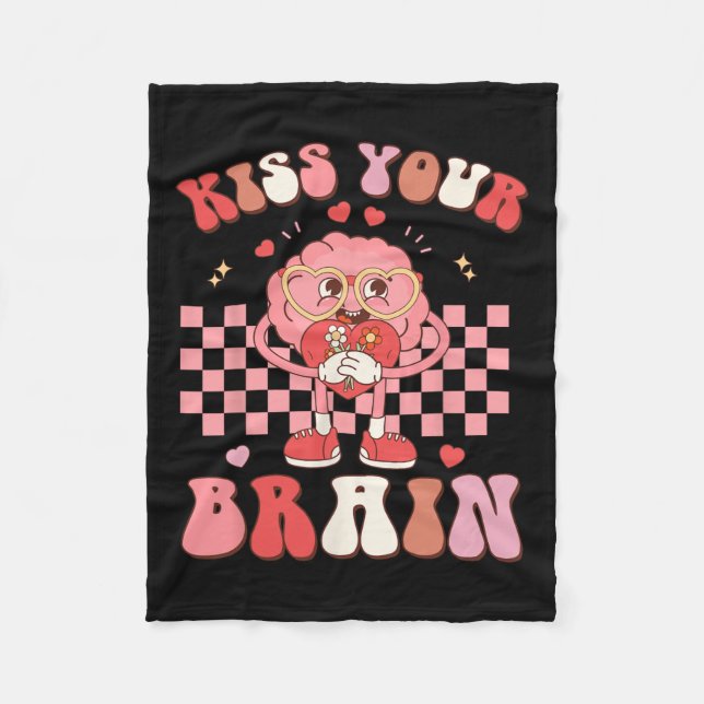 Your Brain Valentines Test Day Teacher Squad Kids  Fleece Blanket (Front)