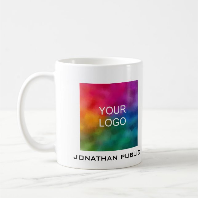Your Business Company Logo Add Name Text Modern Coffee Mug (Left)