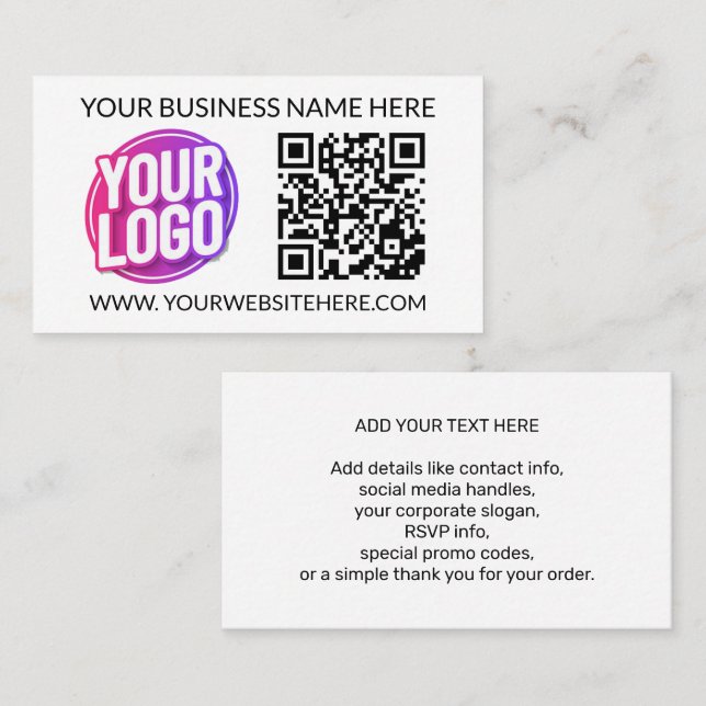 Your Business Company Team Logo & QR Code & Text Card (Front/Back)