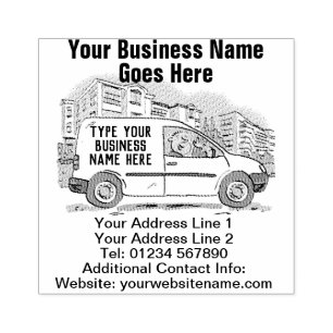 Your Business Details on a Square Rubber Stamp