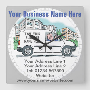 Your Business Details on a Square Wall Clock