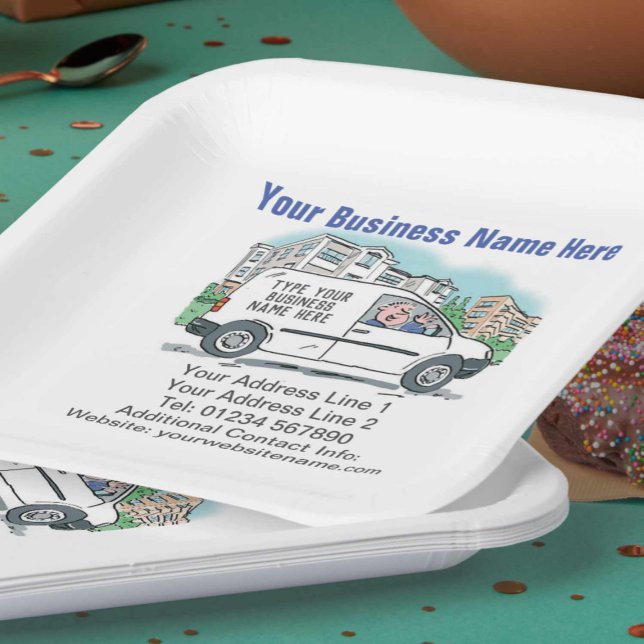 Your Business Details on Square Paper Plate (Creator Uploaded)