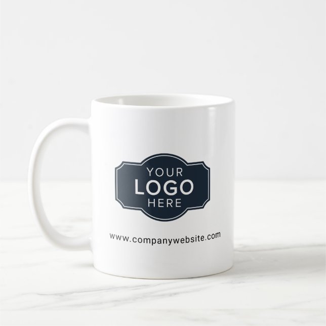 Your Business Logo and Company Website Custom Coffee Mug (Left)