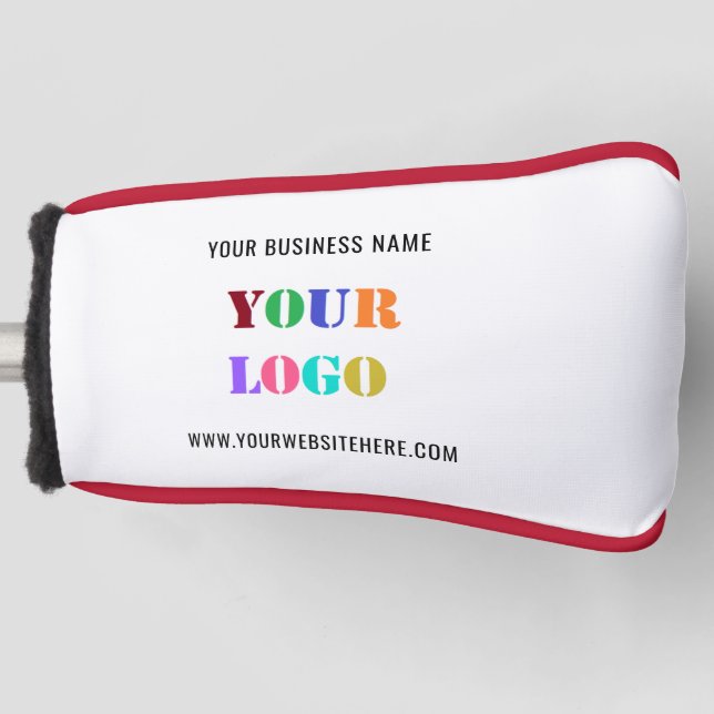 Your Business Logo and Custom Text Golf Head Cover (Front)
