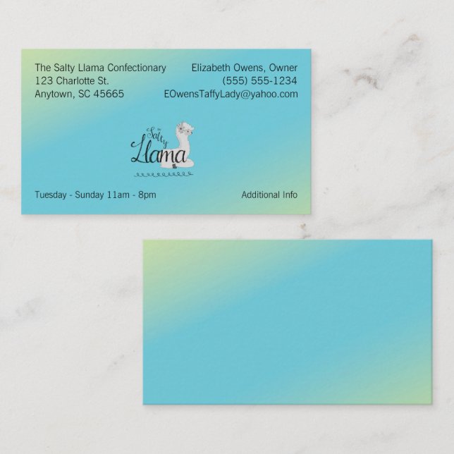 Your Business Logo and Information Soft Pastel  Card (Front/Back)