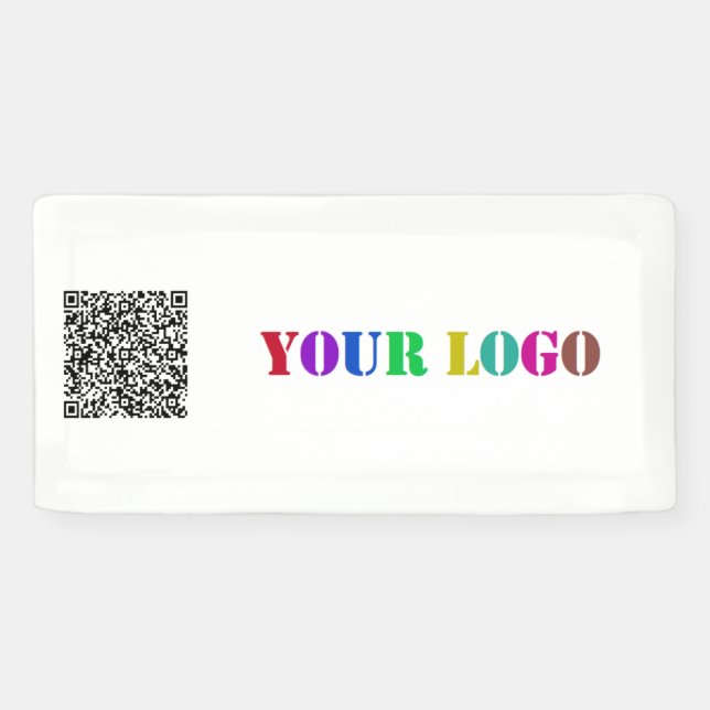 Your Business Logo and QR Code Promotional Banner (Horizontal)