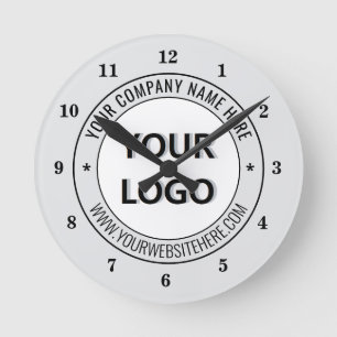 Your Business Logo and Text Branded Clock Example