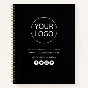 Your Business Logo and Text Company Branded black  Notebook
