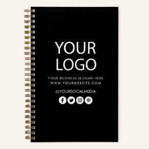 Your Business Logo and Text Company Branded black Notebook