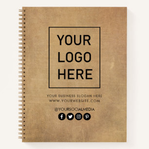 Your Business Logo and Text Company Branded brown Notebook