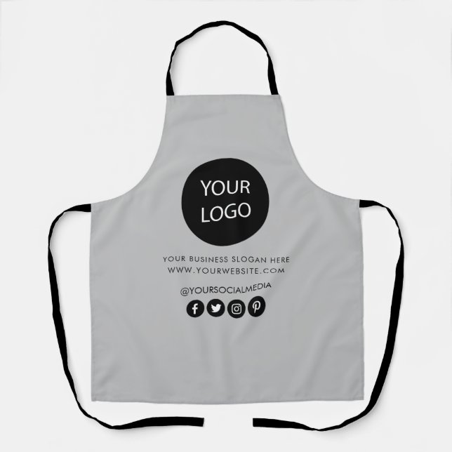 Your Business Logo and Text Company Branded Grey  Apron (Front)