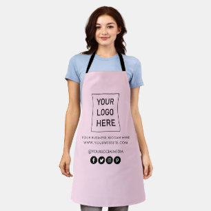 Your Business Logo and Text Company Branded Pink Apron